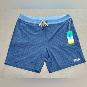 Fair Harbor The Nautilus Boardshort Size 38 Blue Waves Swim Trunks 8" NWT
